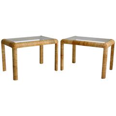 Pair of Mid-Century Rattan Side Tables 12