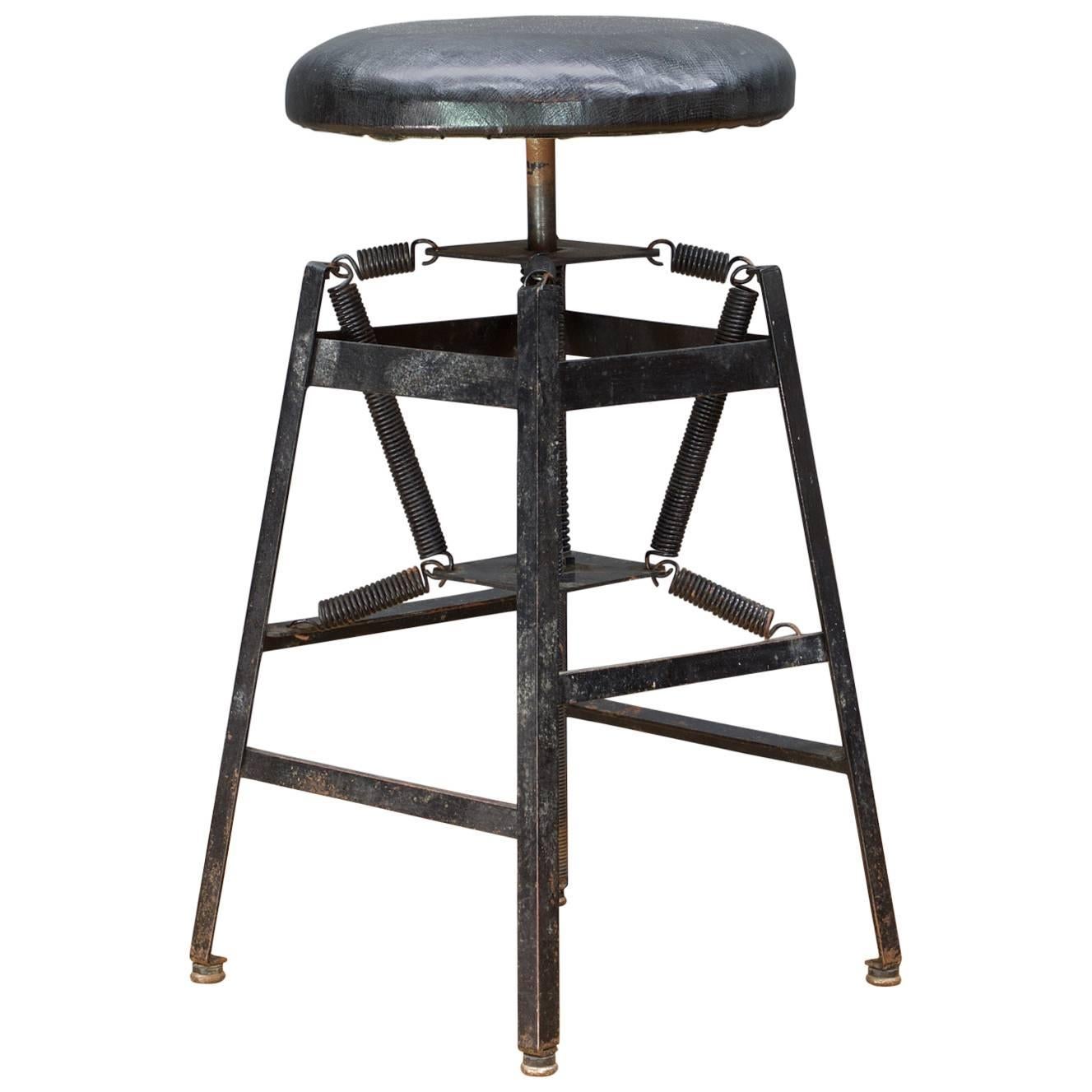 Rare Vintage Industrial Architects Black Drafting Spring Stool