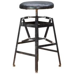 Rare Used Industrial Architects Black Drafting Spring Stool