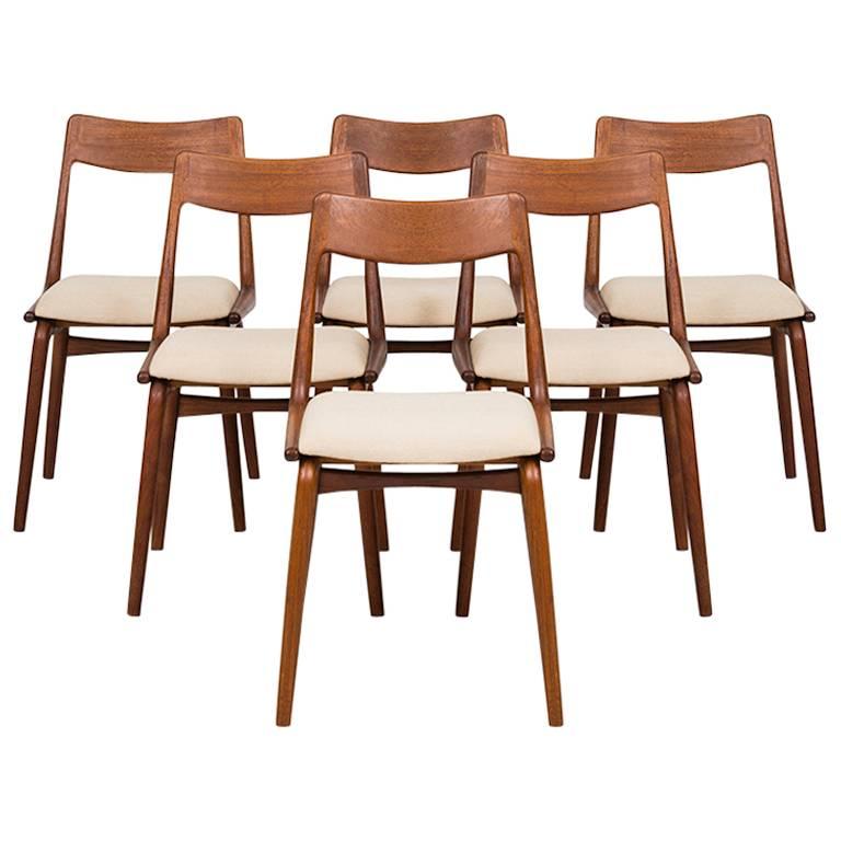 Alfred Christensen Dining Chairs Model Boomerang Produced in Denmark