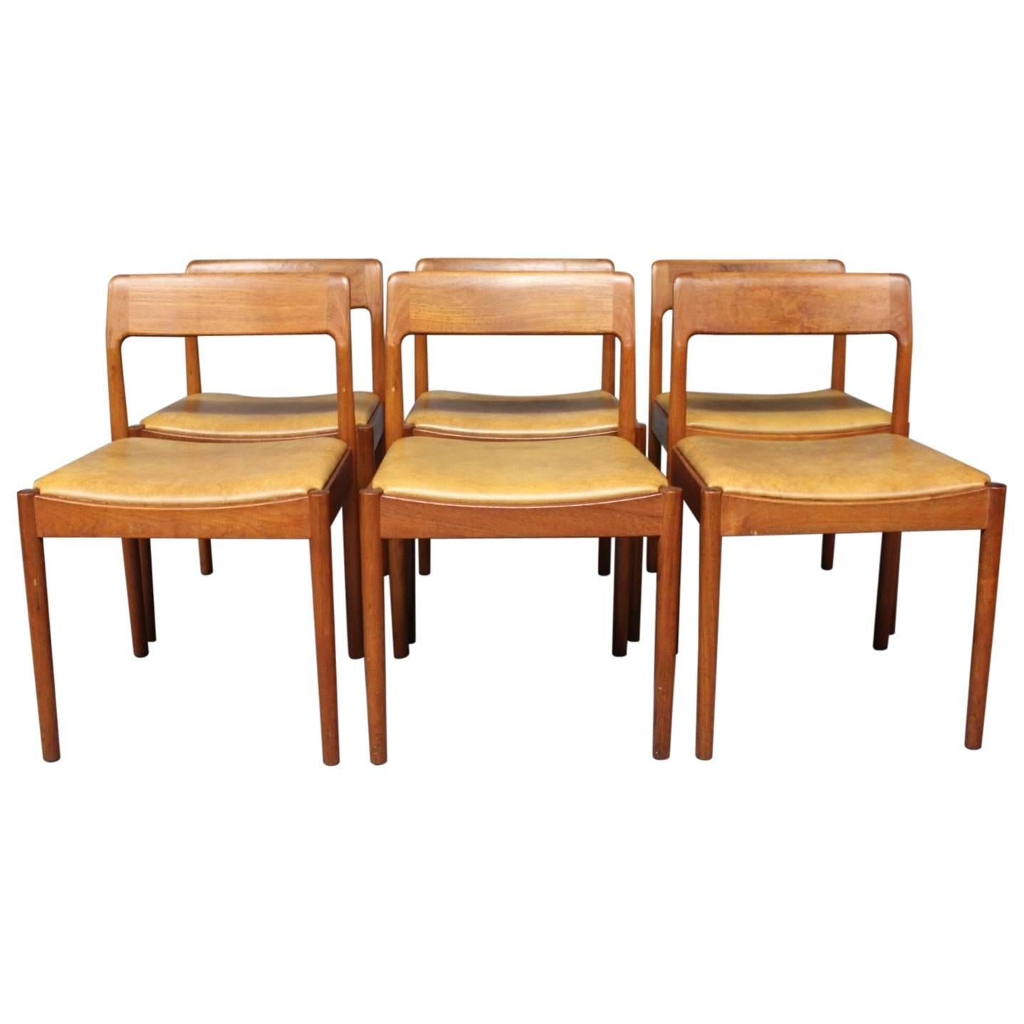 Set of Six Dining Room Chairs in Teak by N.O. Møller, 1960s