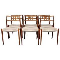 Set of Six Dining Room Chairs, Model 79, by N.O. Moeller, 1960s