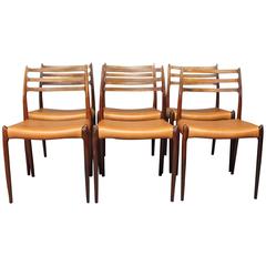 Set of Six Dining Room Chairs, Model 78 by N.O. Moeller, 1970s