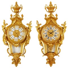 Neoclassical Style Cartel Clock and Barometer Set by Lerolle Frères