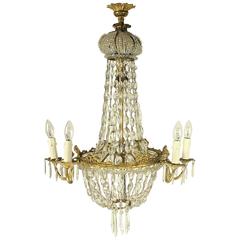 Late 19th Century French Basket Chandelier with a Crown-Shaped Corona