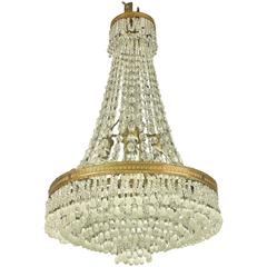 Antique Small Crystal Chandelier with Murano Glass Drops, Early 20th Century