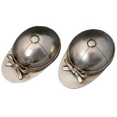 Antique Pair of Modern Silver Jockey Cap Caddy Spoons