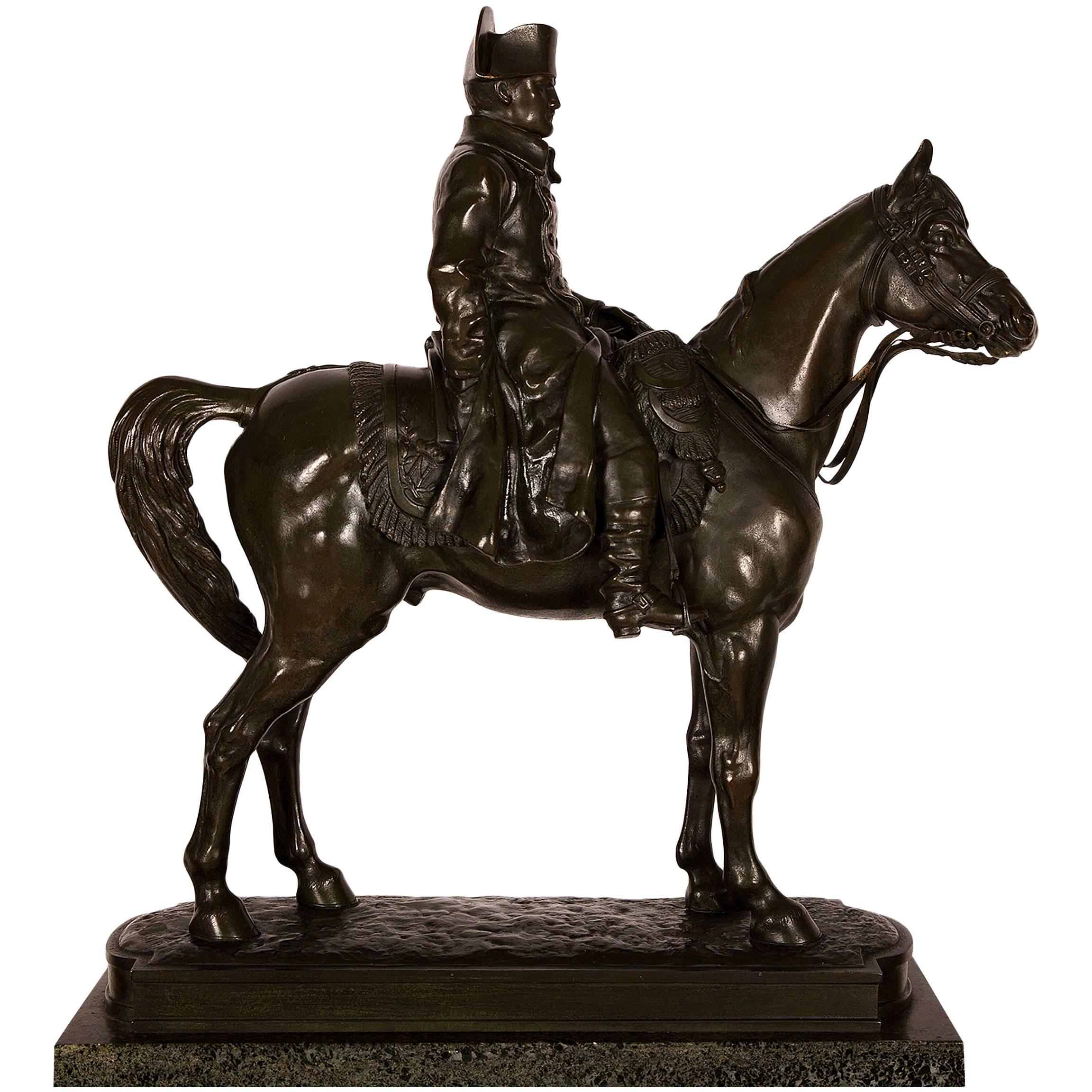 Napoleon on Horseback, Bronze Sculpture Signed A. Vibert, France, circa 1880 For Sale