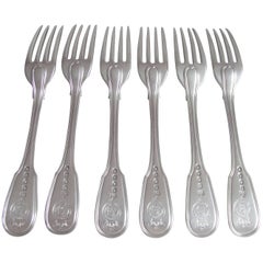 Exceptional Set of Six George III Fiddle & Thread Table Forks