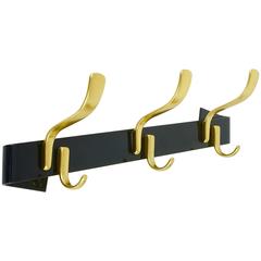 Vintage Charming Curved Gold and Black Mid-Century Coat Rack, Austria, 1950s