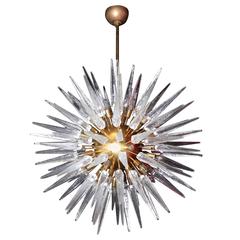 Very Huge and Impressive Murano Glass and Brass Chandelier Style of Stilnovo 8