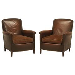 French Leather Club Chairs in Original Leather 9