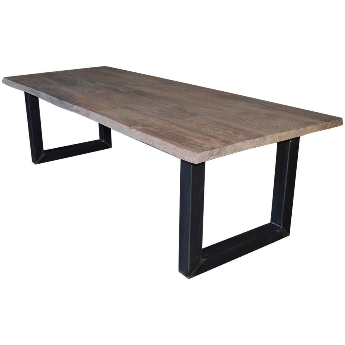 Contemporary Oakwood Tree-Trunk Table, Handcrafted