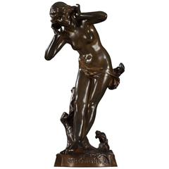 Large Figural Bronze “L’echo des bois” by Henri Honore Plé