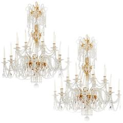 Unique Large Pair of 19th Century Style English Cut Glass Chandeliers 10