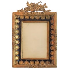 Wonderful French Doré Bronze Blue Enamel Neoclassical Musical Picture Frame
