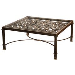 Polished Iron Coffee Table Base Made with Pair of 19th Century French Gates
