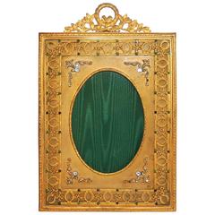 Elegant French Regency Neoclassical Gilt Ormolu Jeweled Vintage Picture Frame