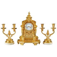 Napoleon III Clock and Pair of Double-Armed Candlesticks