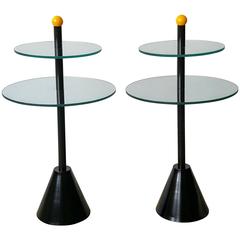 Postmodern Memphis Style Side Tables, Italy, 1980s