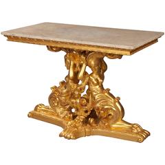 19th Century Carved Giltwood and Marble Italian Table 3
