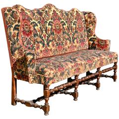 Early 18th Century Italian or Flemish Walnut High Back Wing Settee or Sofa 3