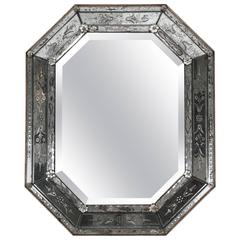 Venetian Etched Glass Octagonal Mirror