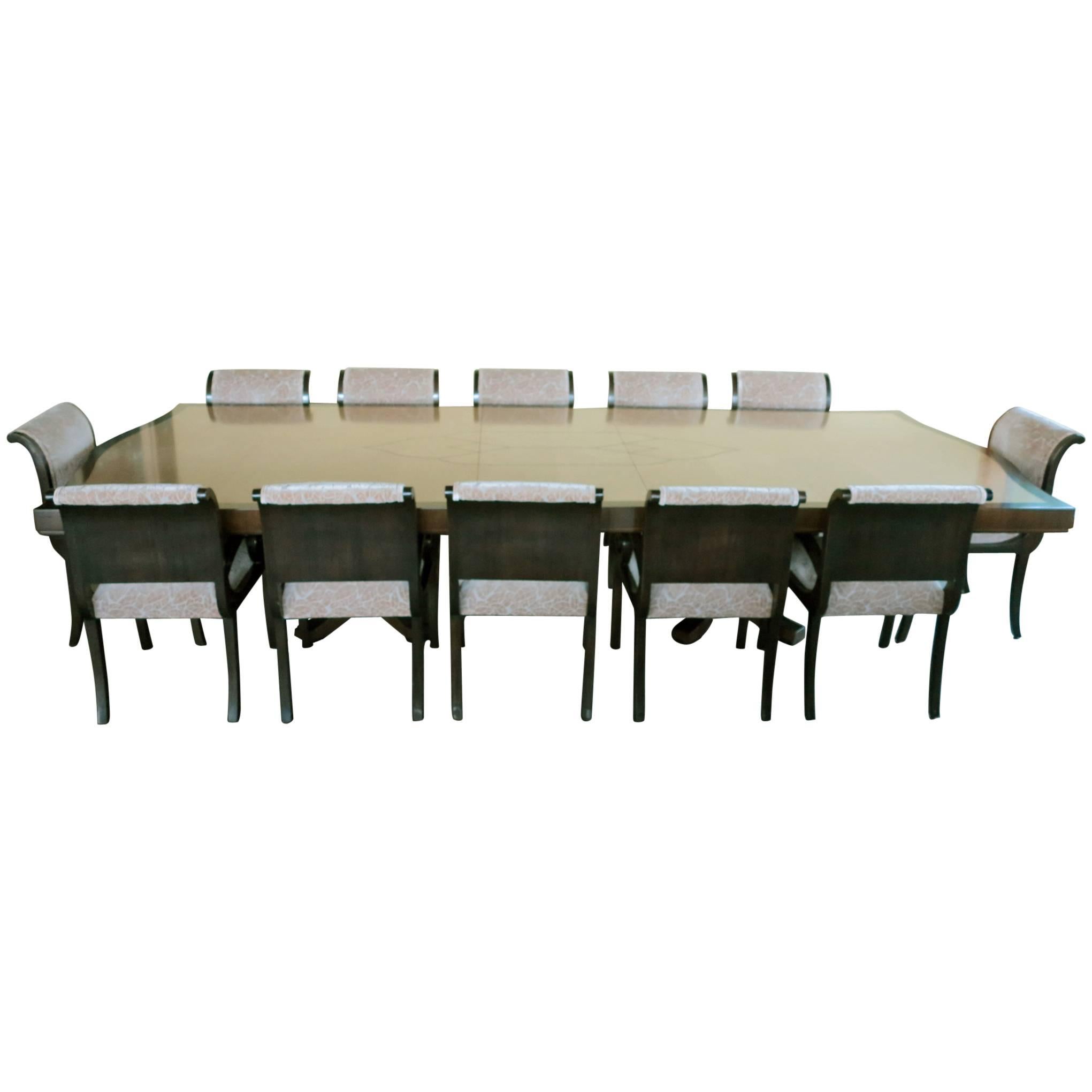 Enrique Garcel Custom-Made Dining Table 12 Chairs Art Deco Style