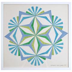 Stewart Ross James Blue and Green Geometric Watercolor Drawing