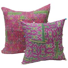 Set of Two Modern Indian Silk Pillows