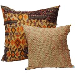 Set of Two Modern Indian Silk Pillows