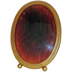 Maravilloso Portarretrato Vintage Gorham Oro Dorado Dore Ormolu de Cristal Biselado