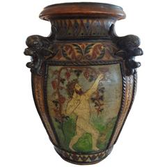 19th Century Italian Neoclassical Style Glazed Terra Cotta Urn