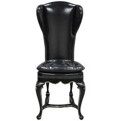 Vintage Ebonized Black Lacquered Swedish Rococo Style Wingback Accent Side Chair 3