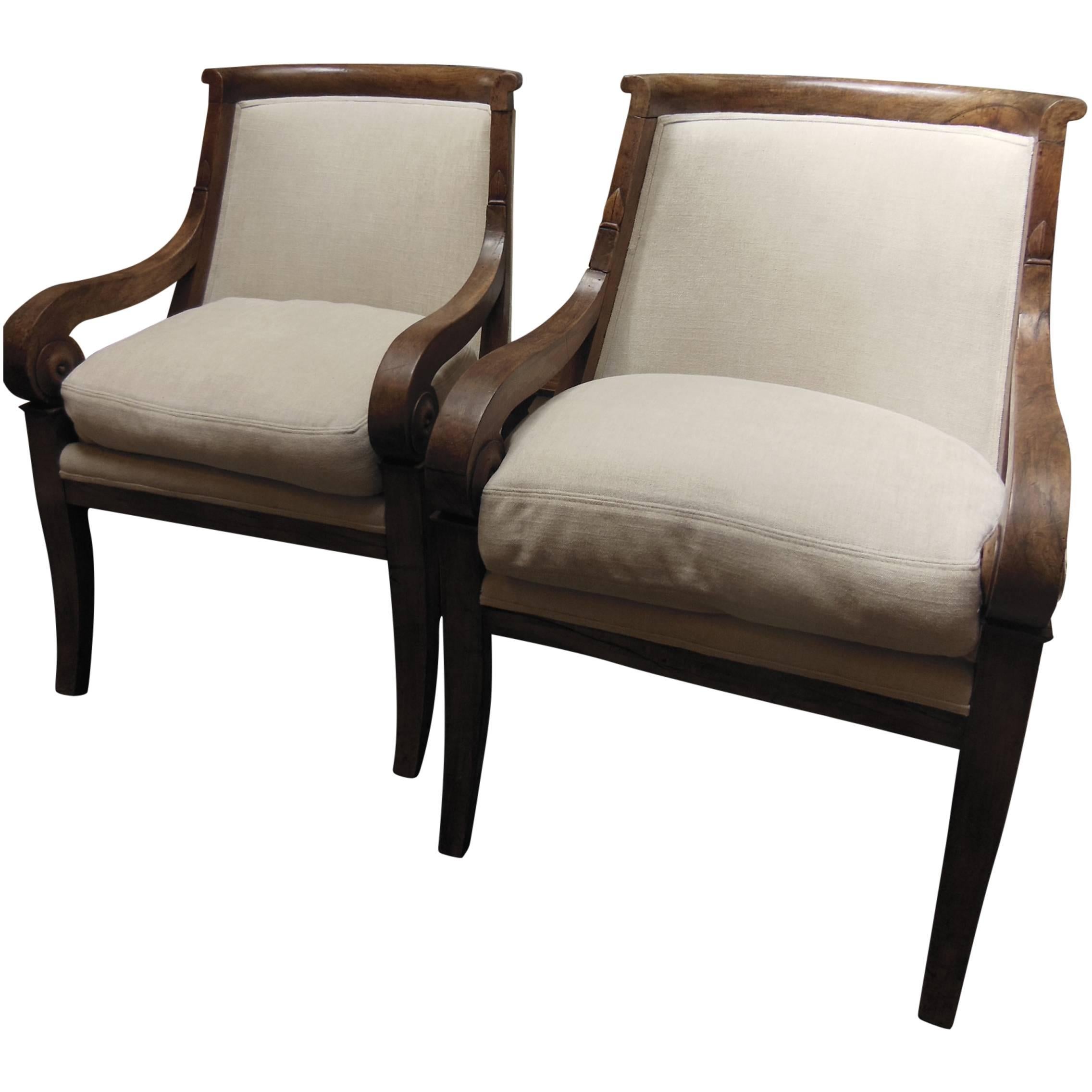 Pair of Vintage Biedermeier Style Armchairs