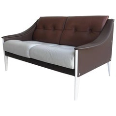 Retro Gio Ponti "Dezza" Sofa in white and brown leather by Poltrona Frau