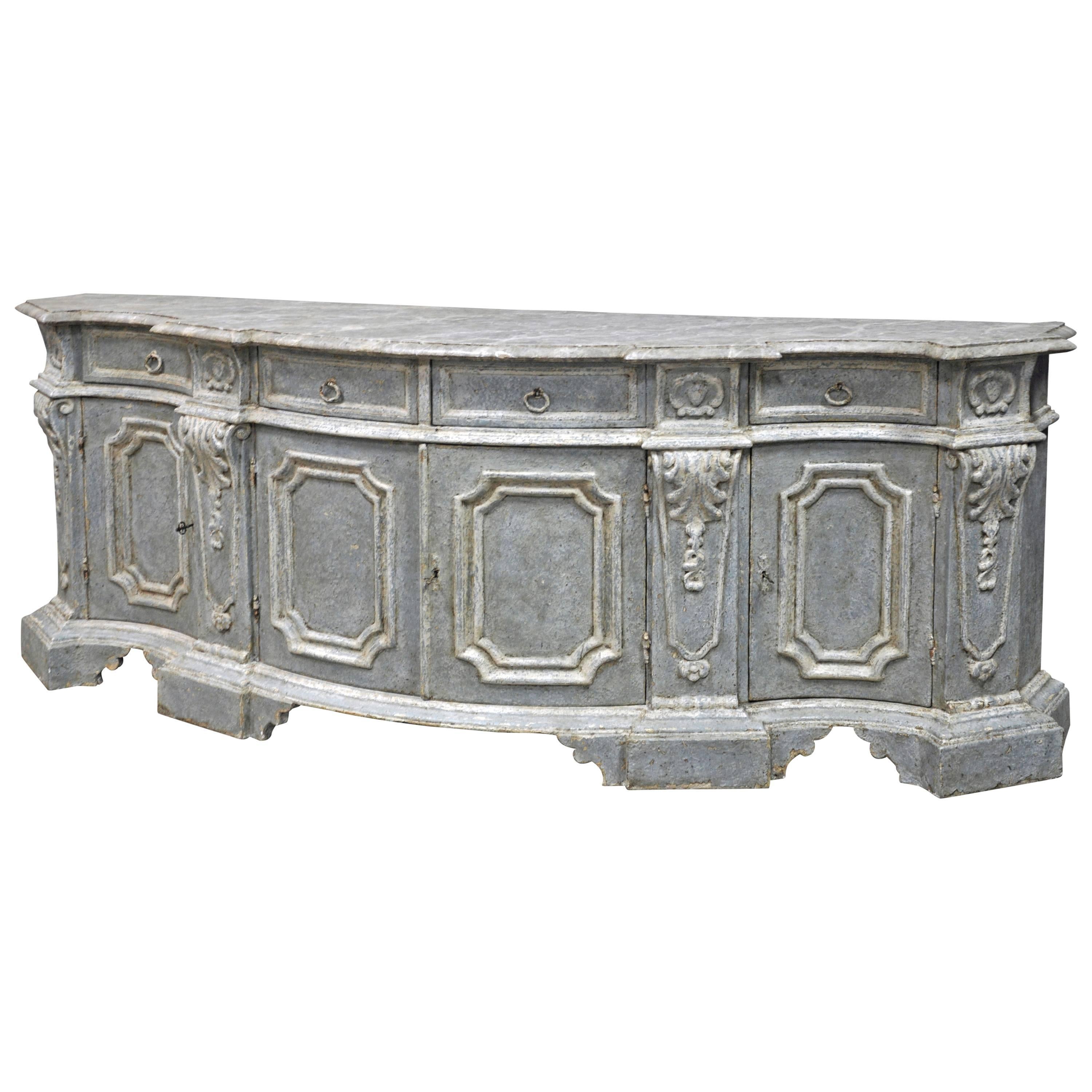 Large Painted Italian Baroque Style Credenza For Sale