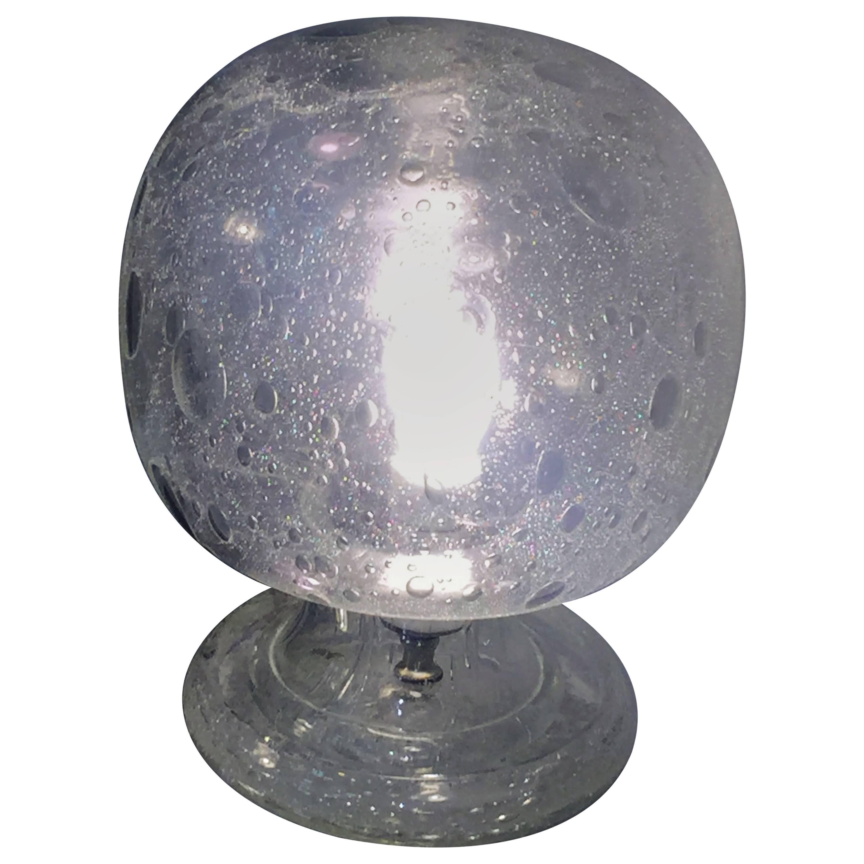 Fantastic Rare Sculptural Barbini Clear Molten Murano Glass Orb Lamp For Sale