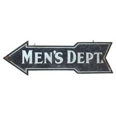 Early 20th Century Double Sided Men's Department Wood Sign