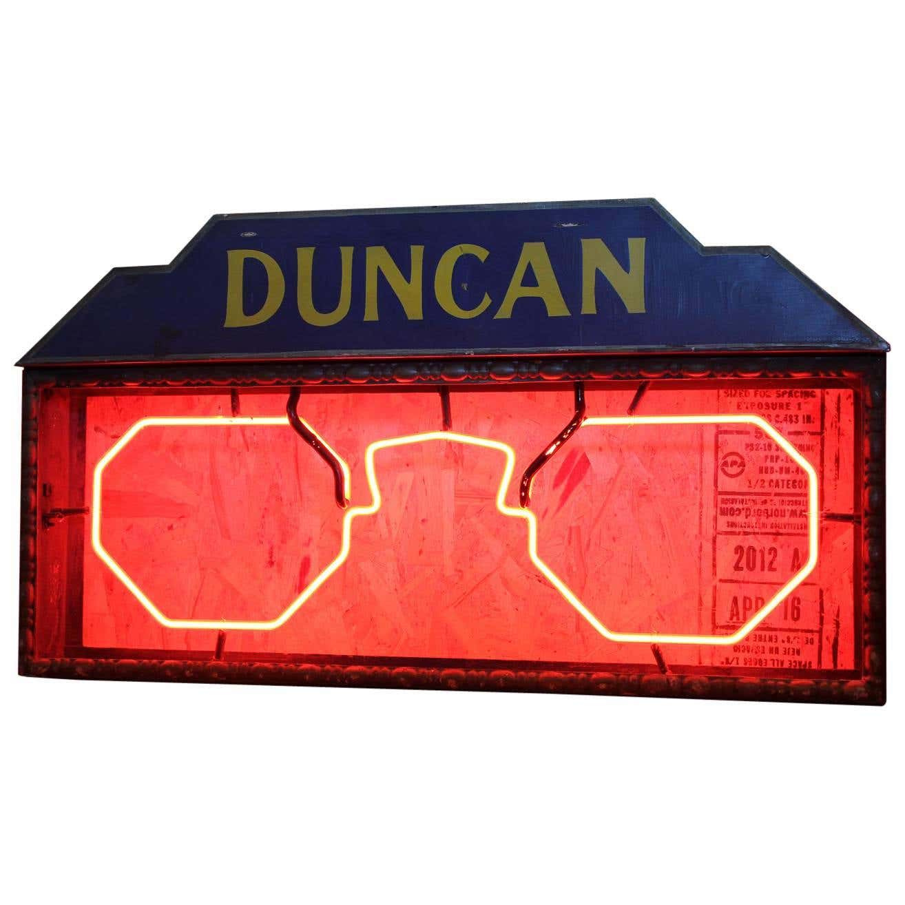 Antique Double Sided Duncan Glasses Neon Sign at 1stDibs