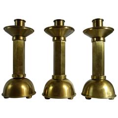 Art Deco Brass Candleholders Out of Old Church