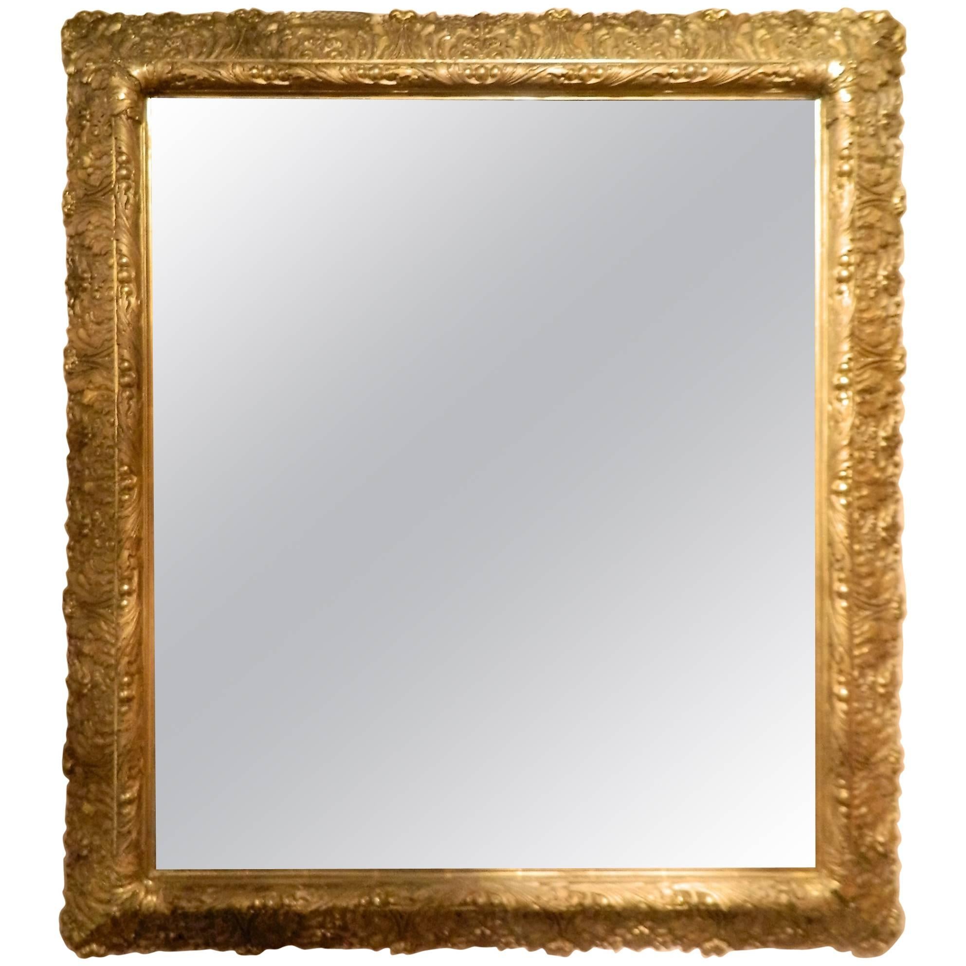 Miroir anglais à bordure dorée à la feuille d'or et à l'eau, vers 1850-1880 en vente