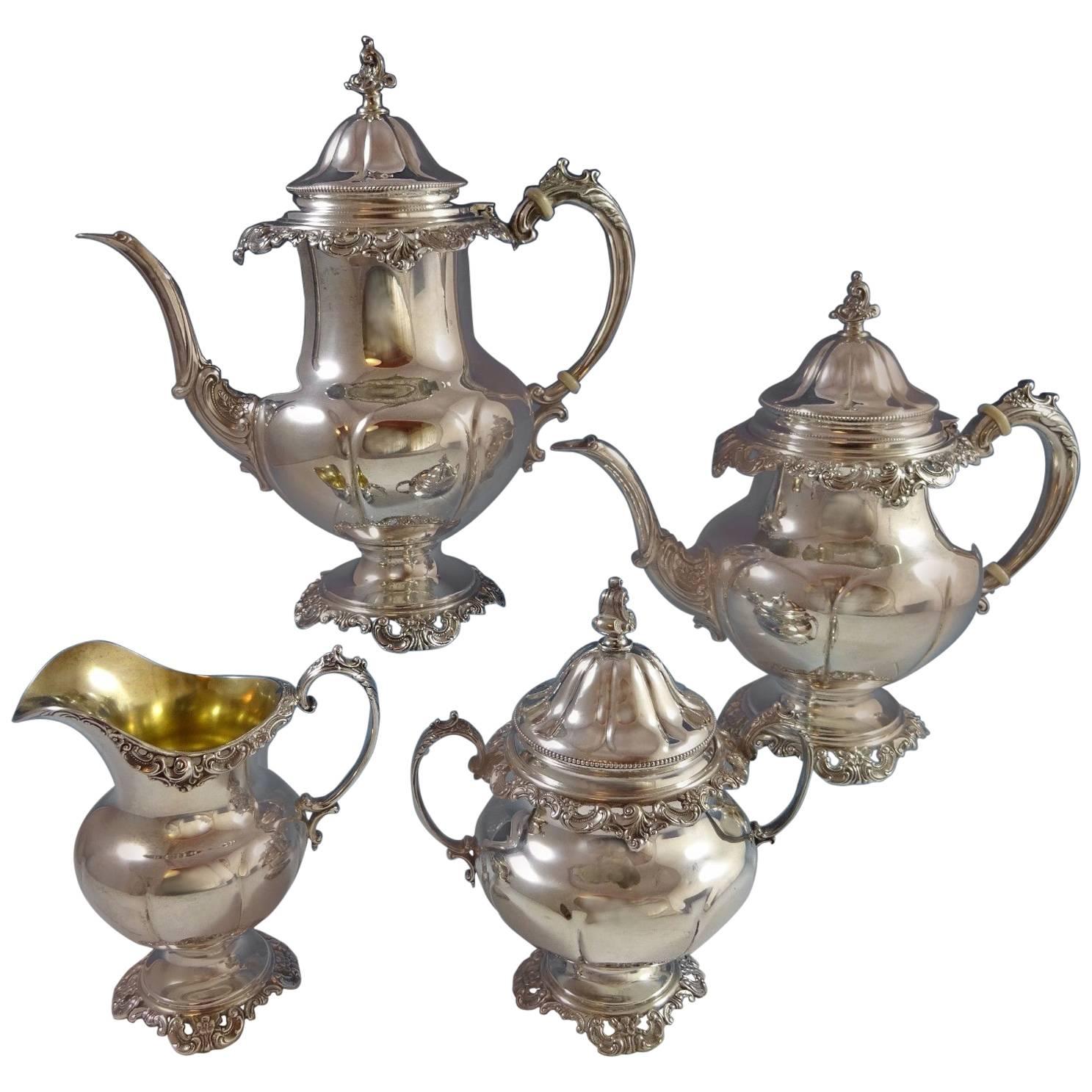 Grande Baroque Wallace Sterling Silver Tea Set Stunning 4-Piece Set Hollowware