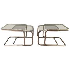 Pair of Brass and Glass Nesting Tables