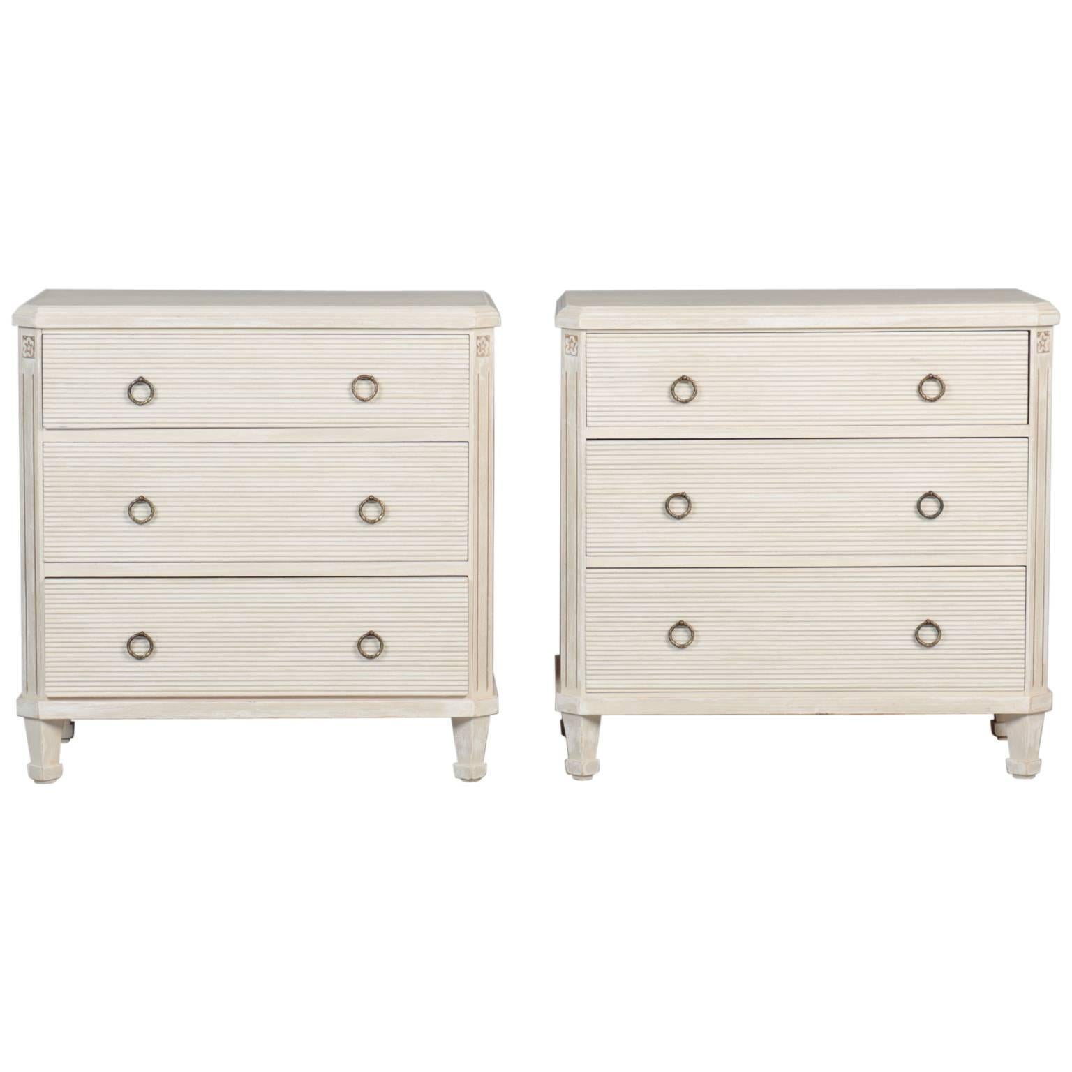 Pair of White Painted Swedish Style Chests