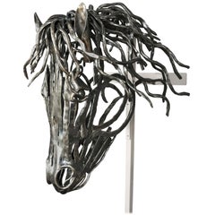 Unique Hand-Forged Model of a Horse's Head in Textured Bar Steel