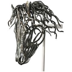 Unique Hand-Forged Model of a Horse's Head in Textured Bar Steel 4