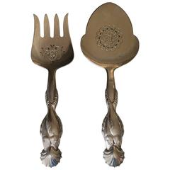 Georg Jensen Sterling Silver Ornamental Extra Large Size Fish Servers No. 55 4