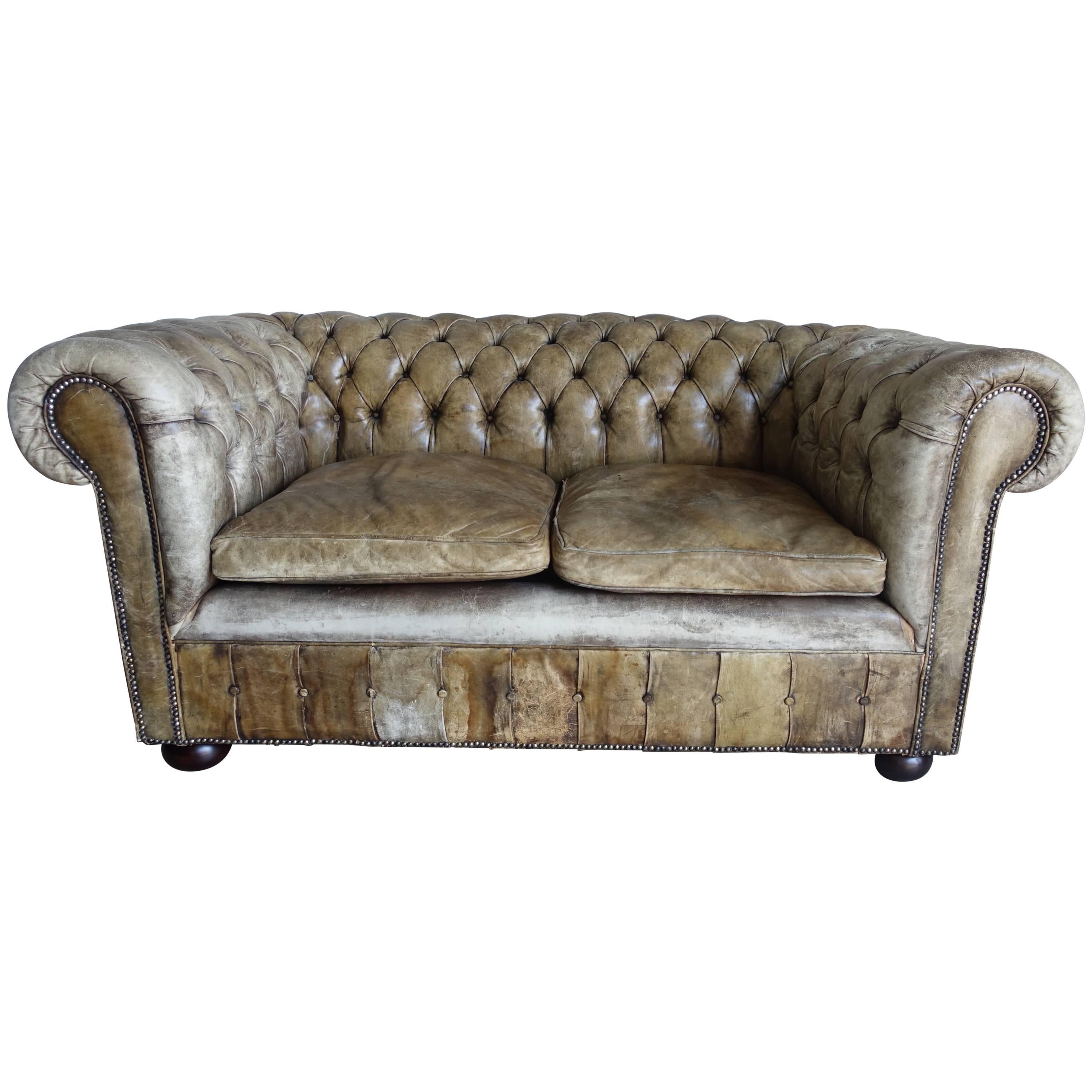 English Chesterfield Leather Sofa, circa 1900