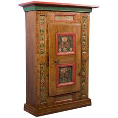 Antique Hanging Cabinet with Original Paint from Sweden, Dated 1789